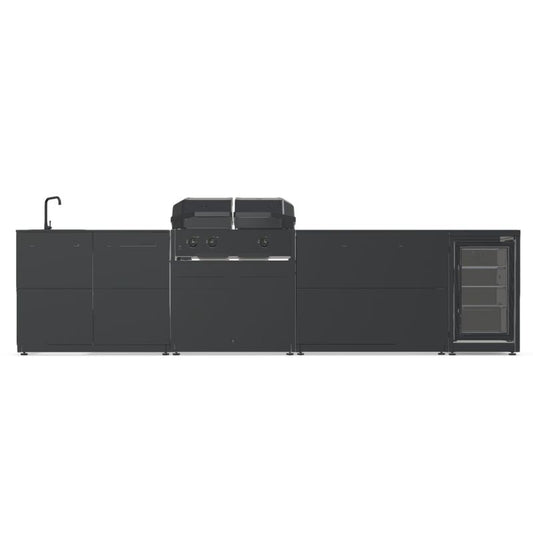 Cozze Elements outdoor kitchen with gas grill, storage, fridge and sink, view 3