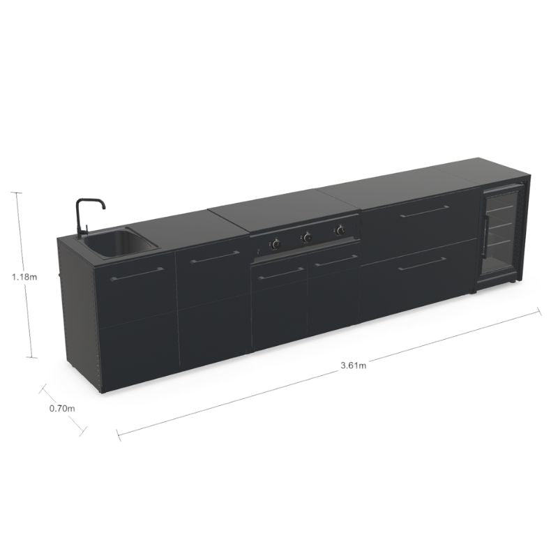 Cozze Elements Modular Outdoor Kitchen - Gas Grill, Storage, Fridge & Sink