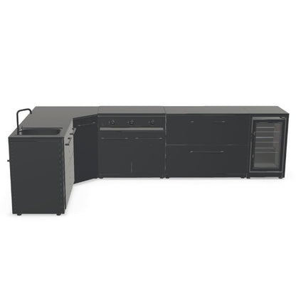 Cozze Elements L-shaped outdoor kitchen with grill, storage, fridge and sink, view 5