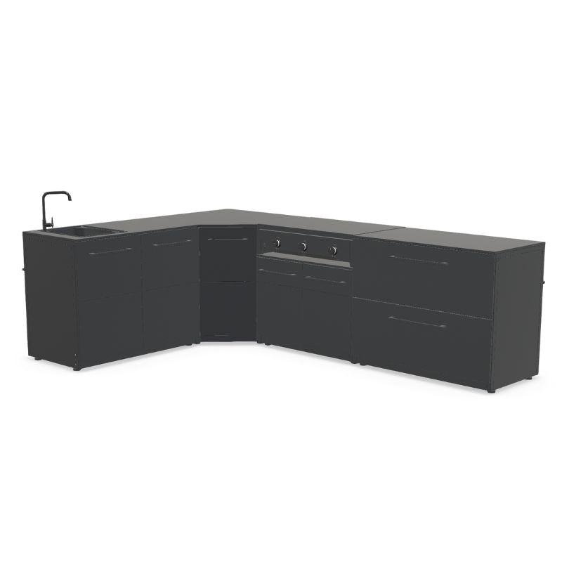 Cozze Elements Modular Outdoor Kitchen - L Shape with Grill, Storage & Sink