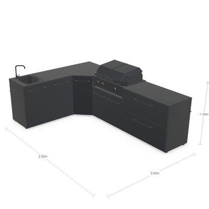 Cozze Elements L-shaped outdoor kitchen with grill, storage and sink, view 10