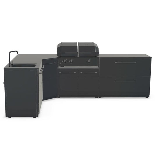 Cozze Elements L-shaped outdoor kitchen with grill, storage and sink, view 12