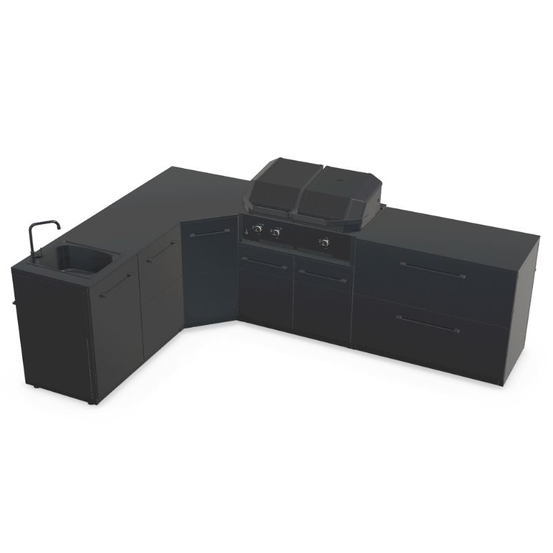 Cozze Elements L-shaped outdoor kitchen with grill, storage and sink, view 13