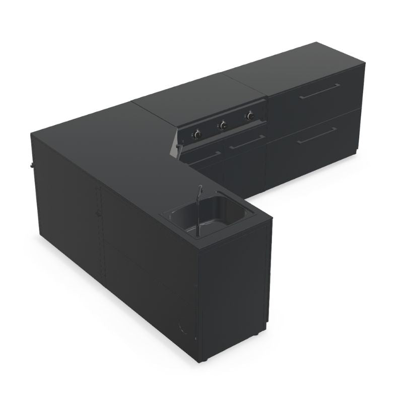 Cozze Elements Modular Outdoor Kitchen - L Shape with Grill, Storage & Sink