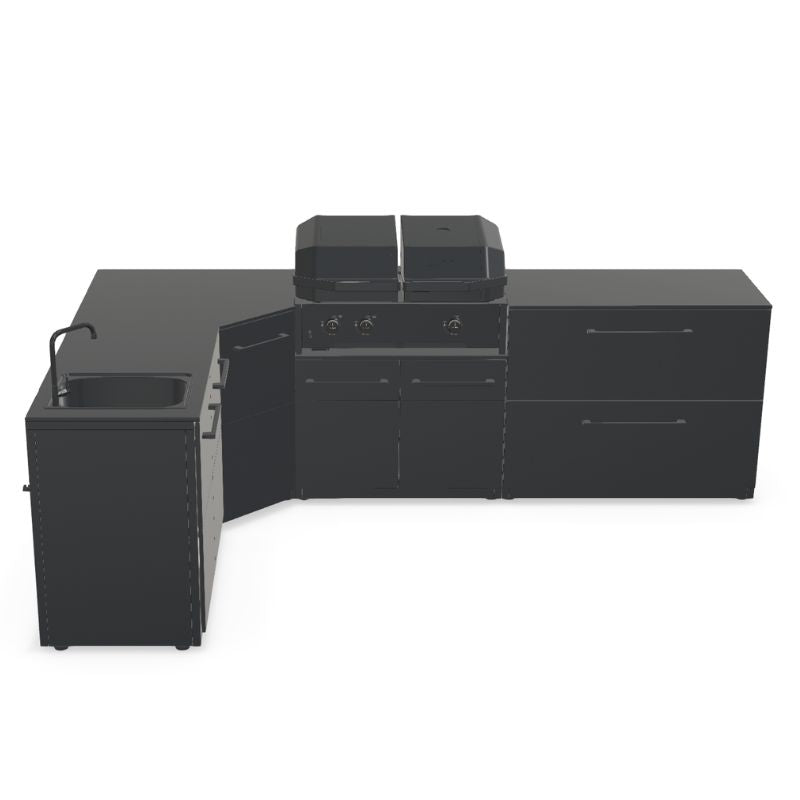 Cozze Elements L-shaped outdoor kitchen with grill, storage and sink, view 8