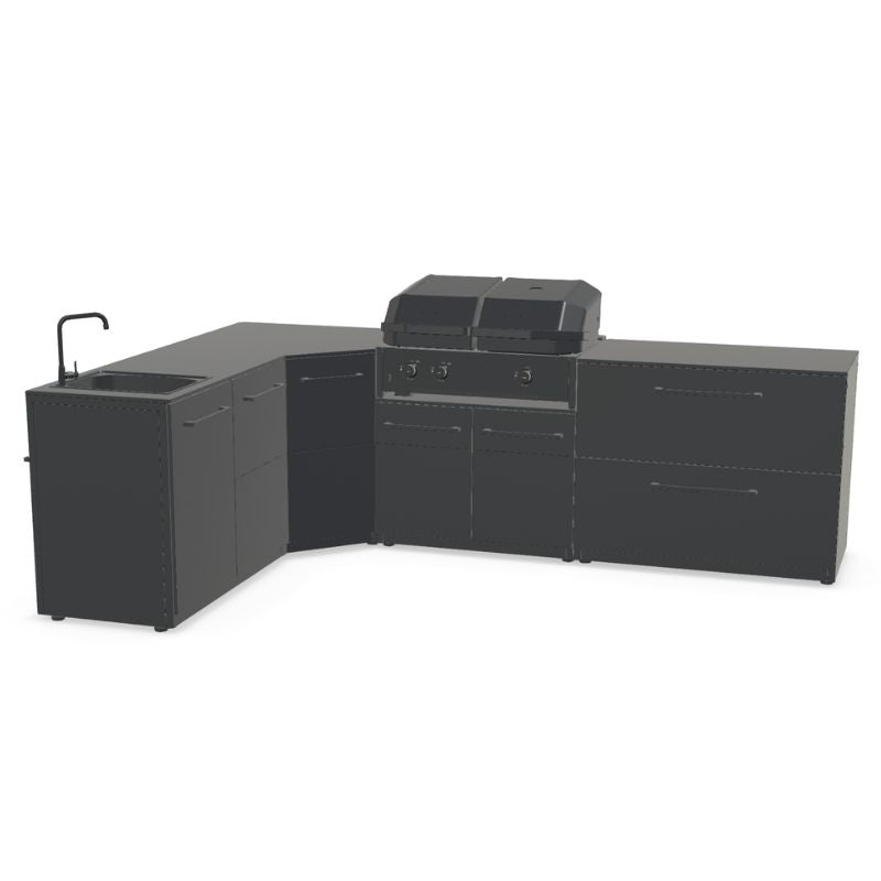 Cozze Elements L-shaped outdoor kitchen with grill, storage and sink, view 9