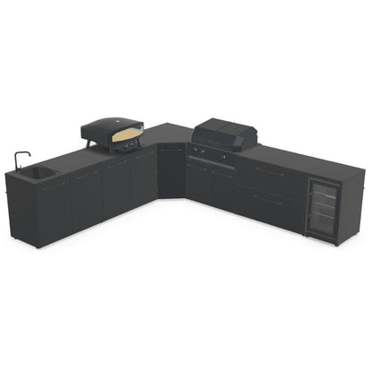Cozze Elements Modular Outdoor Kitchen - L Shape with Grill, Storage, Fridge & Sink Cozze 24" Black Edition