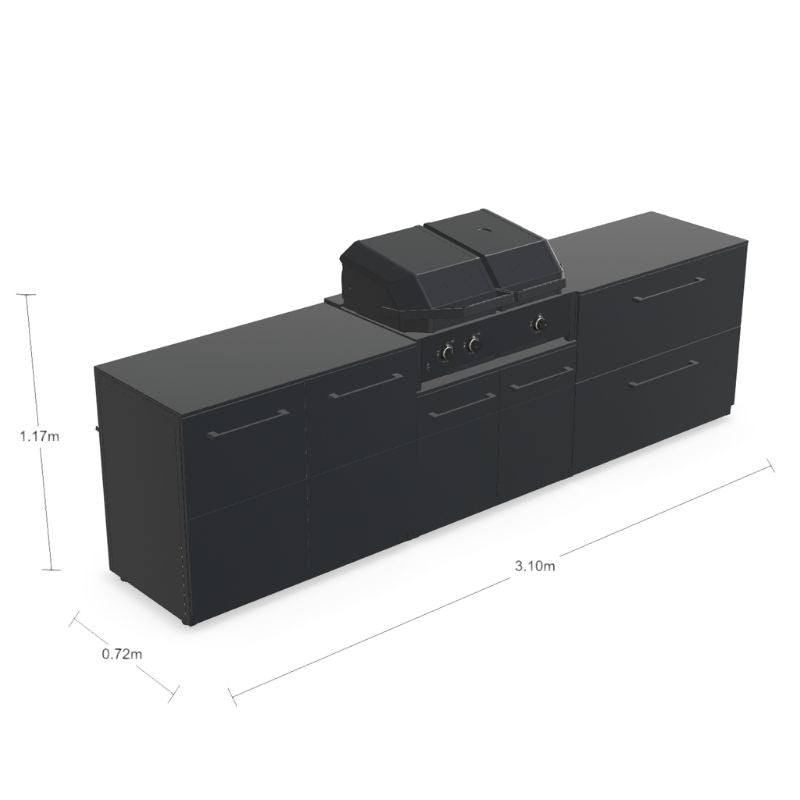 Cozze Elements Modular Outdoor Kitchen Quattro 900 grill with storage, view 13