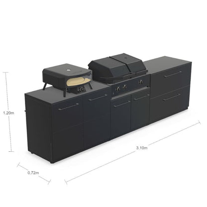 Cozze Elements Modular Outdoor Kitchen - Quattro 900 Grill with Cabinet & Drawer Storage