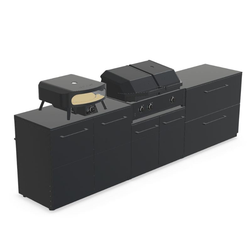 Cozze Elements Modular Outdoor Kitchen - Quattro 900 Grill with Cabinet & Drawer Storage