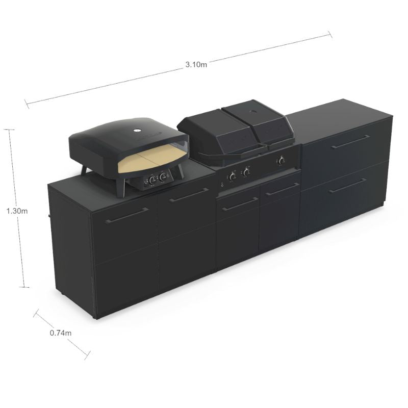 Cozze Elements Modular Outdoor Kitchen - Quattro 900 Grill with Cabinet & Drawer Storage
