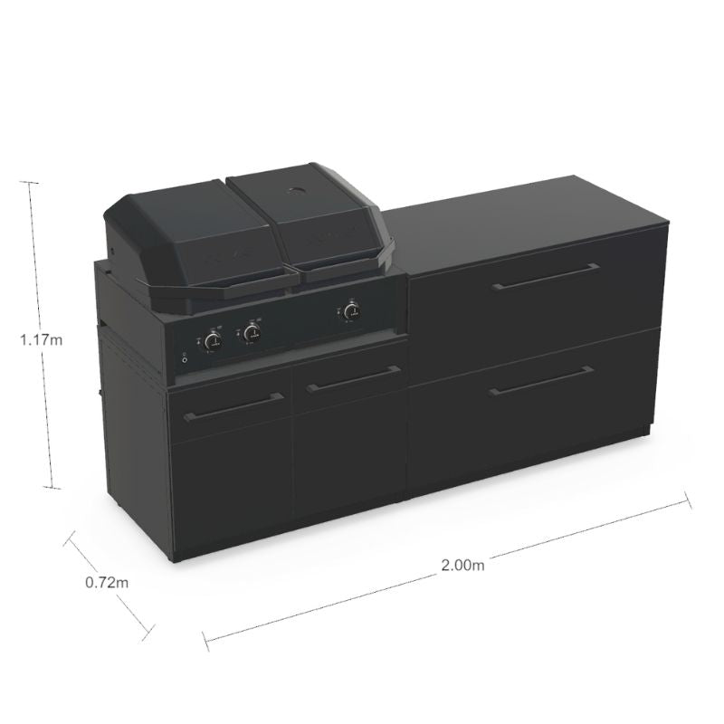 Cozze Elements outdoor kitchen with Quattro 900 grill and storage, view 2