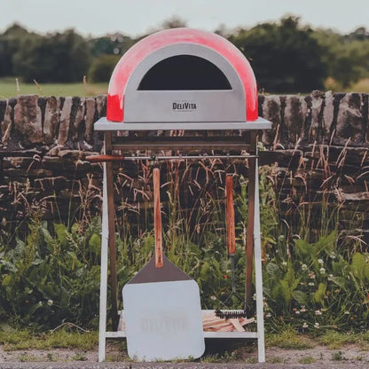 DeliVita Chilli Red wood fired pizza oven, lifestyle shot 2