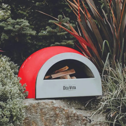 DeliVita Chilli Red wood fired pizza oven, lifestyle shot 5