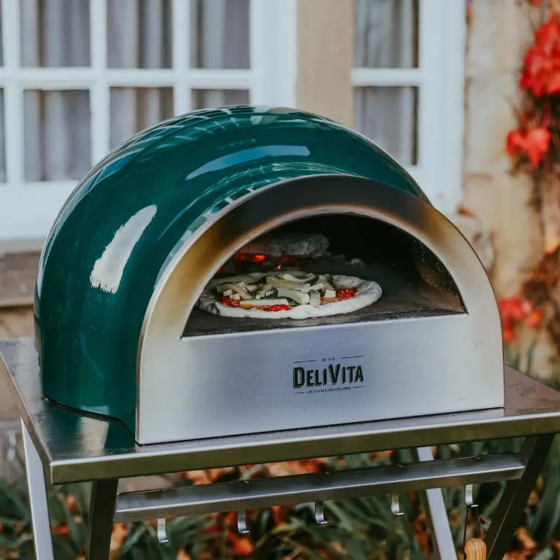 DeliVita Emerald Fire wood fired pizza oven, lifestyle shot 6