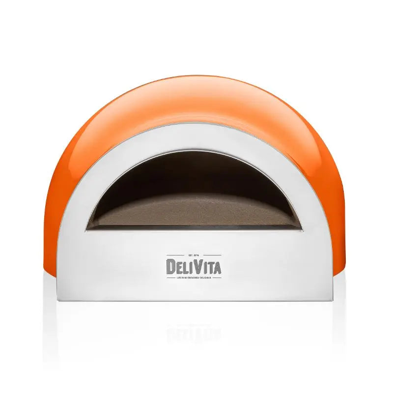 DeliVita Orange Blaze wood fired pizza oven, front view