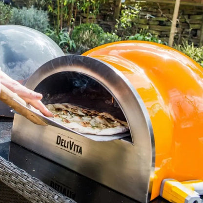 DeliVita Orange Blaze wood fired pizza oven, lifestyle shot 2