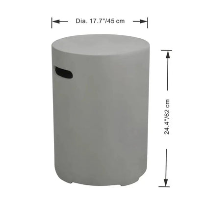 Elementi Fire Round Tank Cover Smooth Grey dimensions diagram