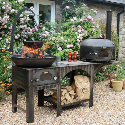 Firepits UK Complete Outdoor Kitchen with Dome Oven, angle view