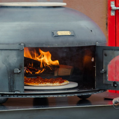 Firepits UK Dome Pizza Oven with pizza, view 1