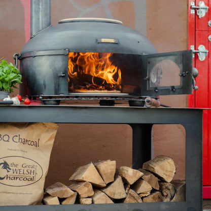Firepits UK Dome Pizza Oven with pizza, view 2