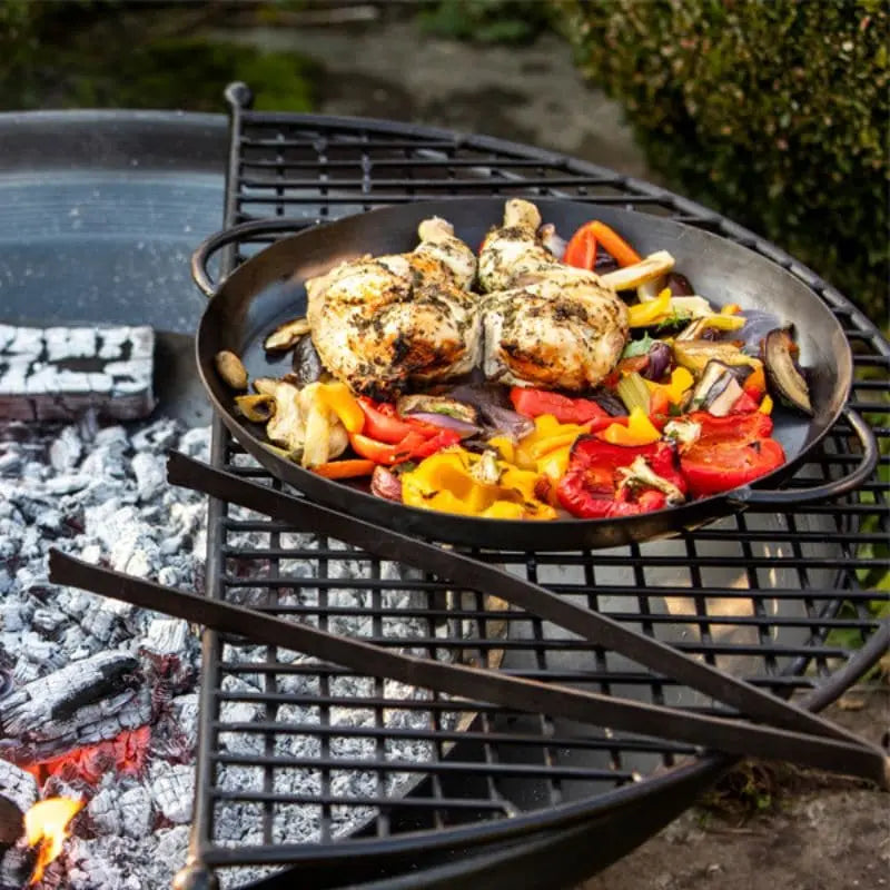 Firepits UK Half Moon Mesh BBQ Rack in use outdoors