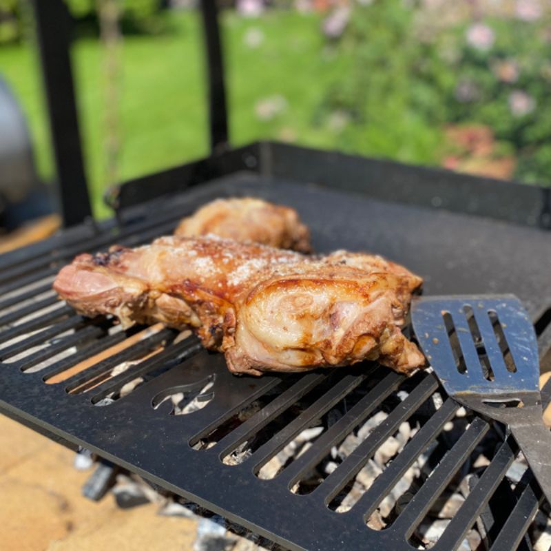 Firepits UK Katherine Wheel BBQ grilling chicken