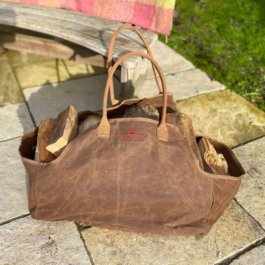 Firepits UK Log Carrier Bag filled with firewood