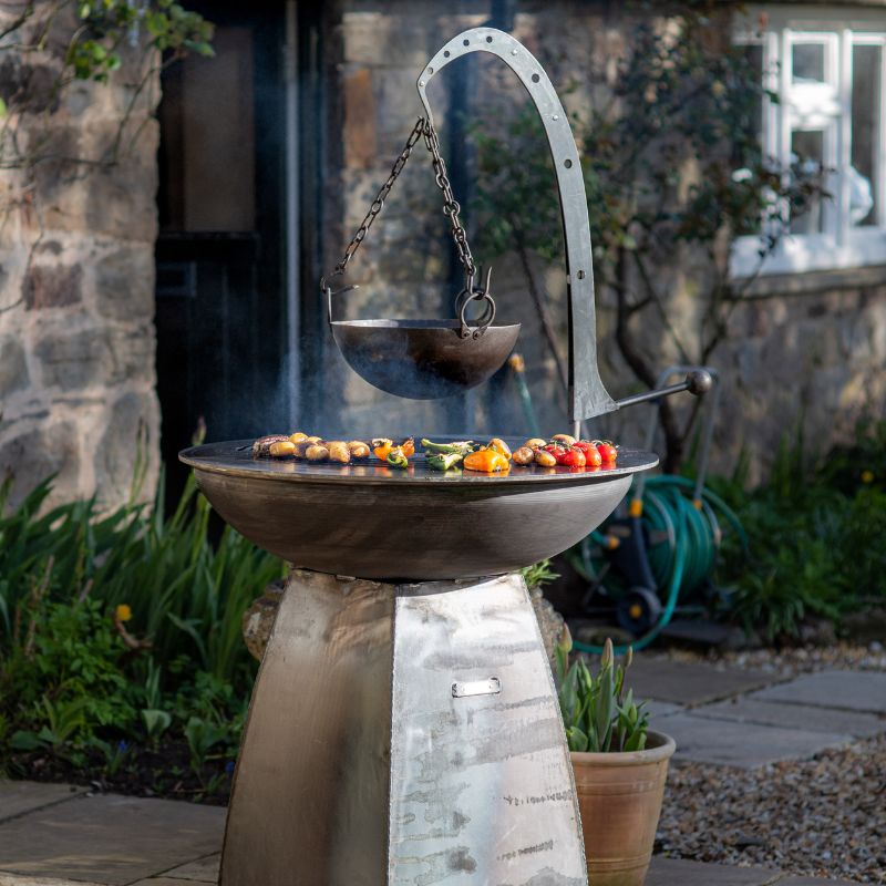Firepits UK Plancha Fire Pit with hook and hanging bowl