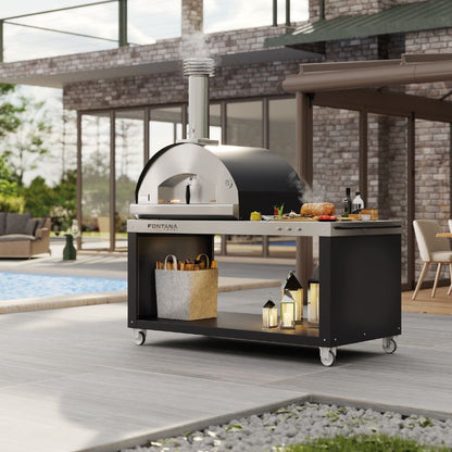 Fontana Mangiafuoco wood fired pizza oven, lifestyle shot 6