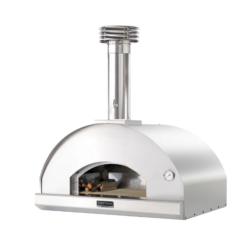 Fontana Mangiafuoco wood pizza oven in stainless steel