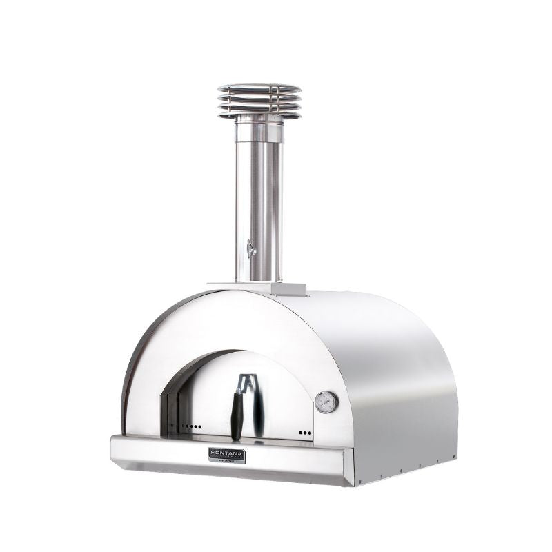 Fontana Margherita wood pizza oven in stainless steel