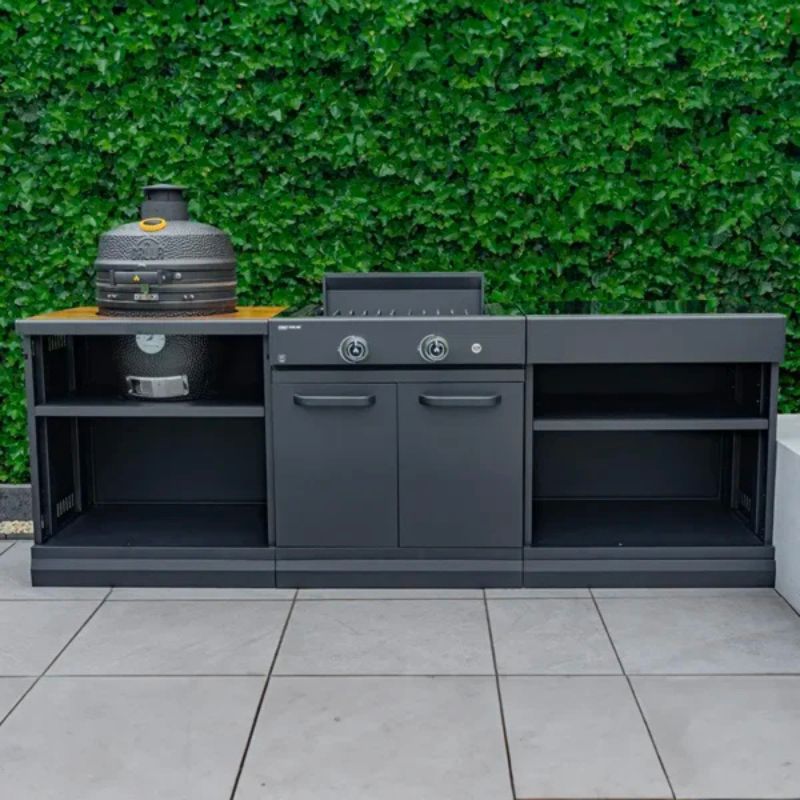 GRLLR Connect expansion unit with wooden worktop for 18 inch kamado stove unit