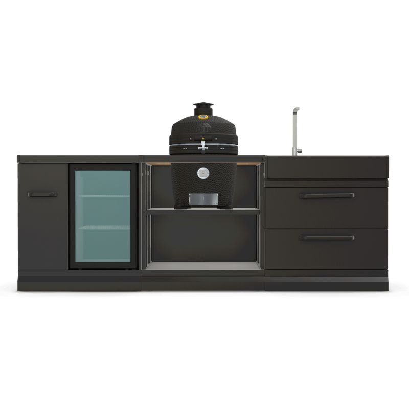 GRLLR Connect outdoor kitchen with Ember Classic 18 inch kamado, fridge and sink