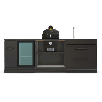 GRLLR Connect outdoor kitchen with Ember Classic 18 inch kamado, fridge and sink