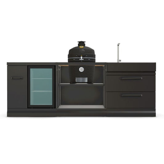 GRLLR Connect outdoor kitchen with Ember Classic 18 inch kamado, fridge and sink