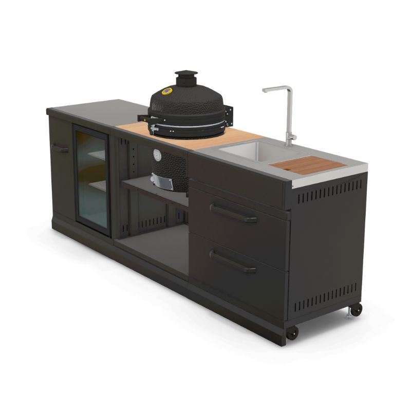 GRLLR Outdoor Kitchen Ember Classic kamado, fridge and sink, view 4