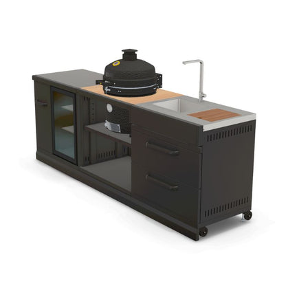 GRLLR Outdoor Kitchen Ember Classic kamado, fridge and sink, view 4