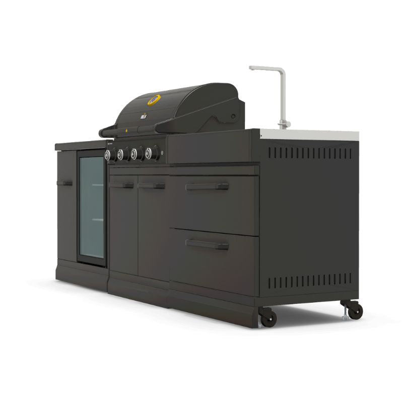 GRLLR Outdoor Kitchen G4S BBQ, sink and fridge, view 1