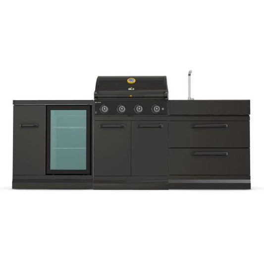 GRLLR Connect outdoor kitchen with G4S 4 burner BBQ, sink and fridge