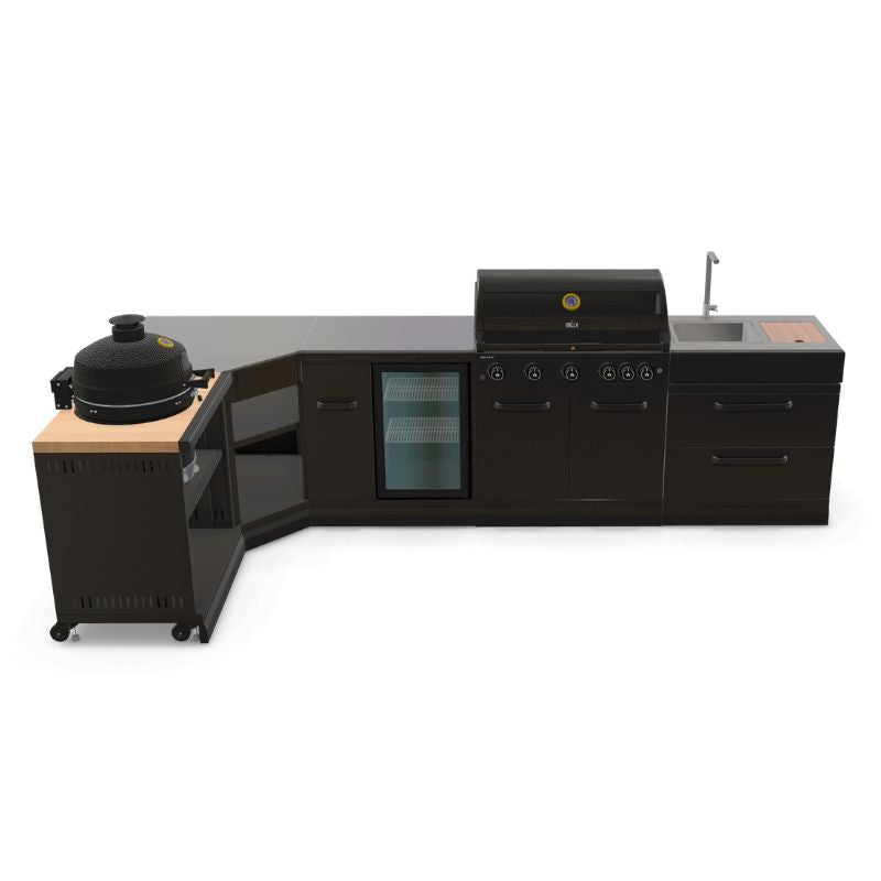 GRLLR Connect outdoor kitchen with G5S grill, fridge, sink and kamado unit
