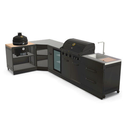 GRLLR Outdoor Kitchen G5S grill, fridge, sink, kamado, view 1