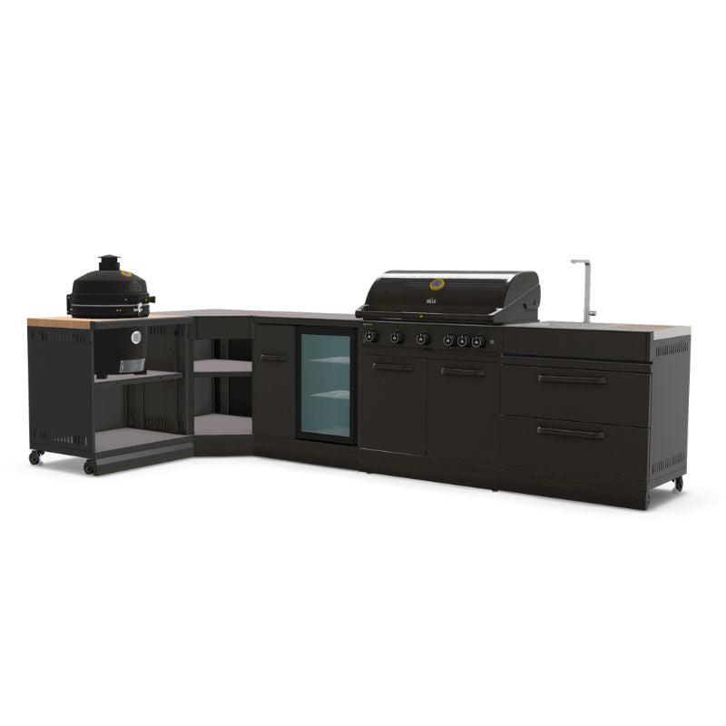 GRLLR Outdoor Kitchen G5S grill, fridge, sink, kamado, view 2