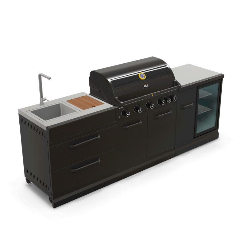 GRLLR Outdoor Kitchen G5S BBQ, sink and fridge, view 2