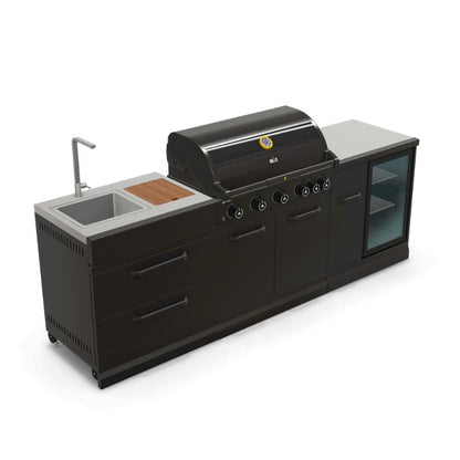 GRLLR Outdoor Kitchen G5S BBQ, sink and fridge, view 2