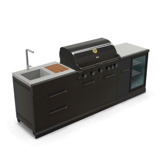 GRLLR Outdoor Kitchen G5S BBQ, sink and fridge, view 2