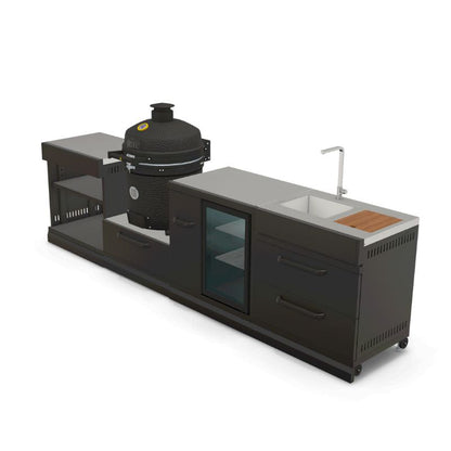 GRLLR Outdoor Kitchen expansion unit, kamado, fridge, sink, view 2