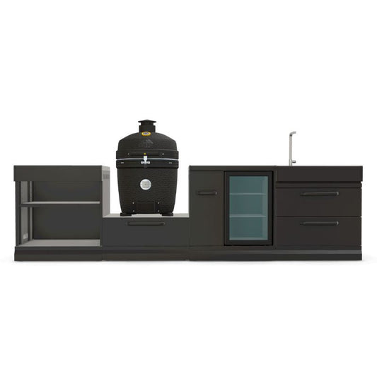 GRLLR Outdoor Kitchen with expansion unit, kamado, fridge, sink and Ember Pro kamado grill