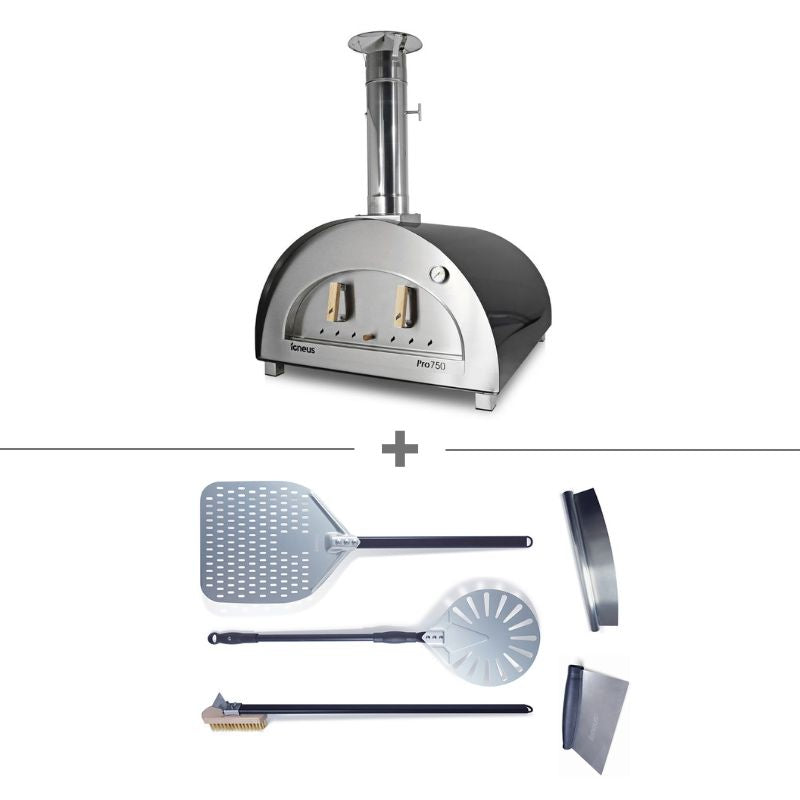 Igneus Pro 750 wood fired pizza oven pro bundle in graphite