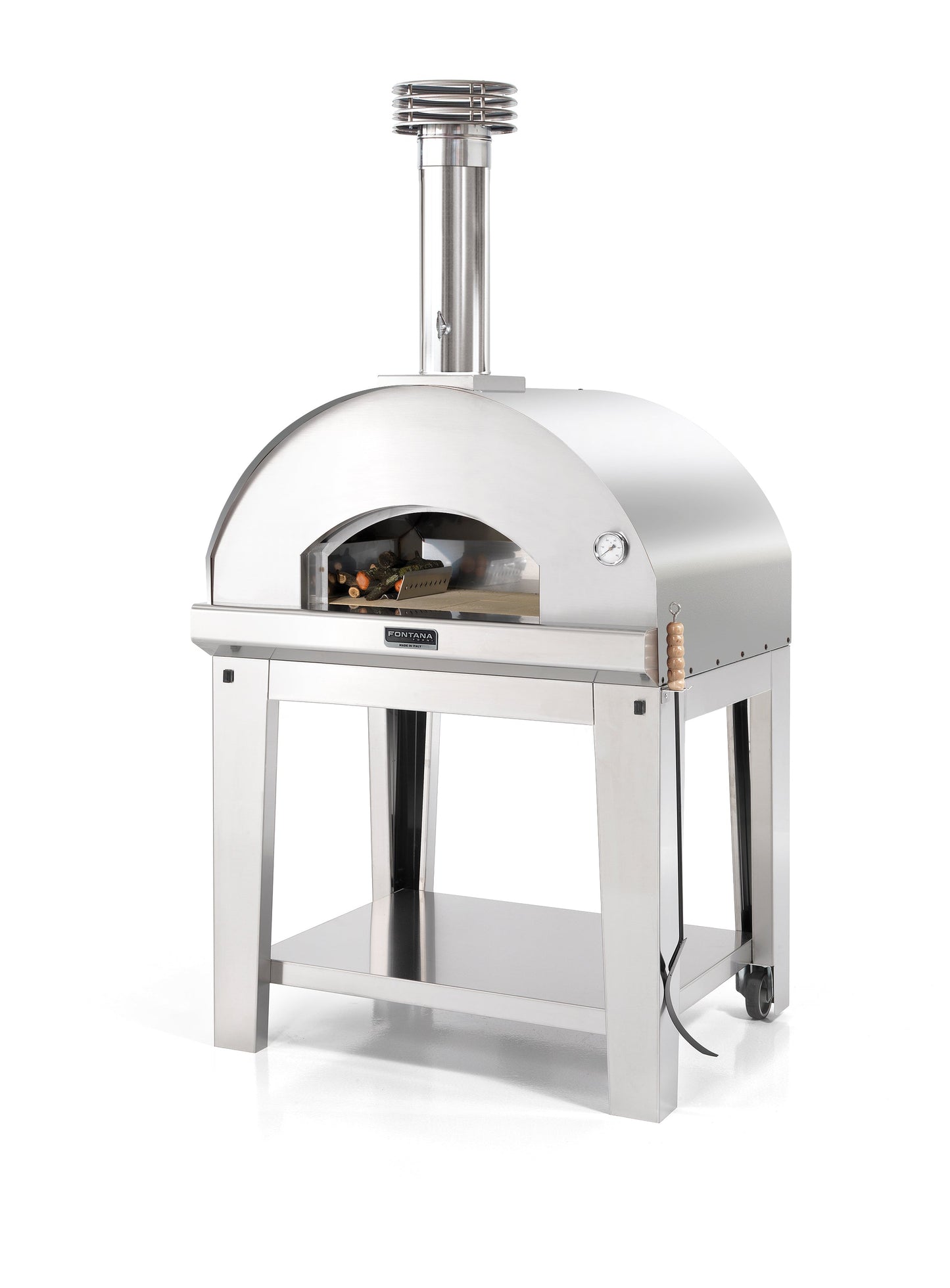 Fontana Mangiafuoco Wood Fired Pizza Oven Pro Bundle With Trolley Stainless Steel